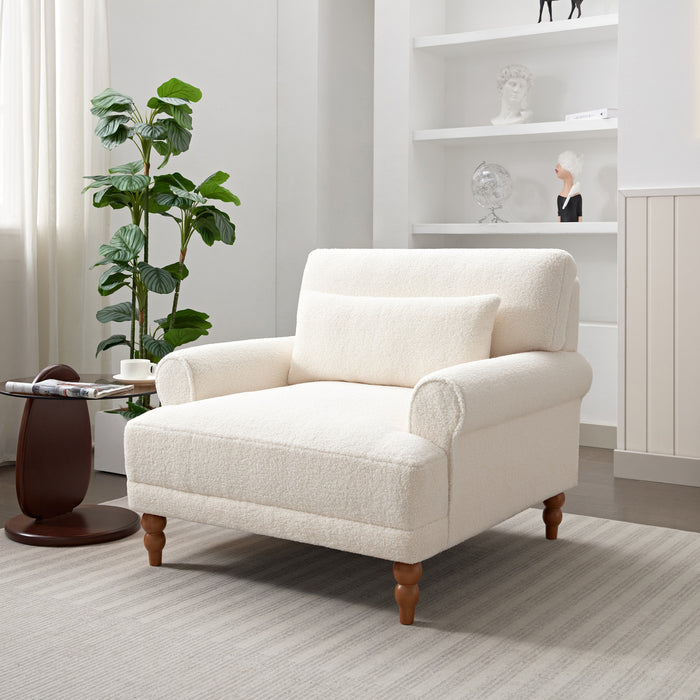Aurelia Fauteuil Elegant a Accoudoirs Circulaires et Soutien Lombaire Ergonomique, Beige
