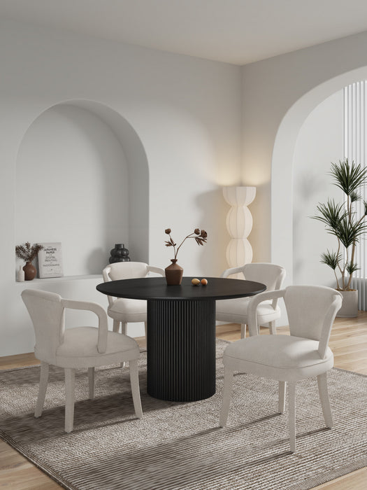 Ensemble de salle a manger 5 pieces Hathaway et Palmer Modern Industry Chic en finition Silver Lining et noir