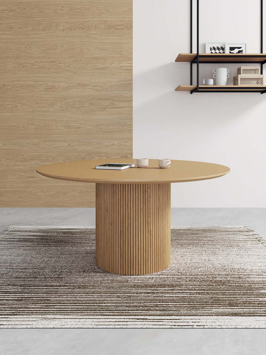 Table a manger ronde Hathaway Modern Industry Chic de 59\" en finition naturelle