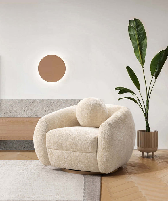 Fauteuil lounge Tribeca style mid-century en chenille creme