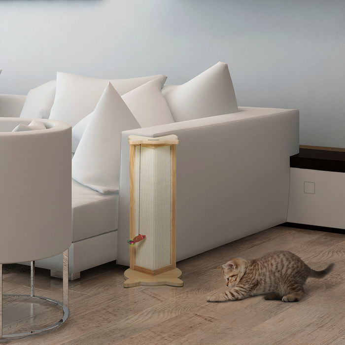 Pawhut Tapis A Gratter Pour Chat Tapis A Gratter En Sisal Naturel Gain De Place Jouet Suspendu Hauteur 24.5\"