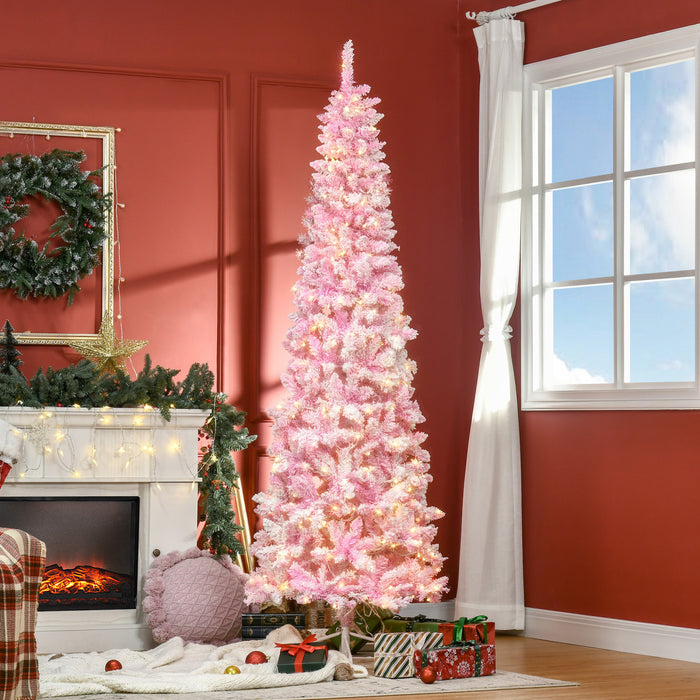 Homcom Arbre De Noel Artificiel Floque De Neige Avec Lumiere Led