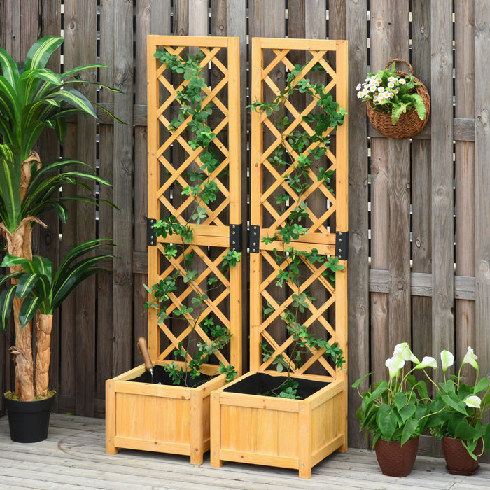 Outsunny Lot De 2 Lits De Jardin Sureleves Avec Panneaux En Treillis Pour Support De Fleurs En Treillis Pour Plantes, Fleurs Ou Vigne Exterieur Interieur, Orange