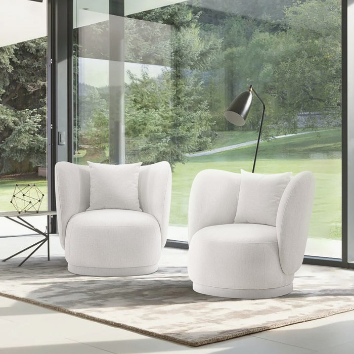 Fauteuil lounge moderne Siri en tissu creme - Lot de 2