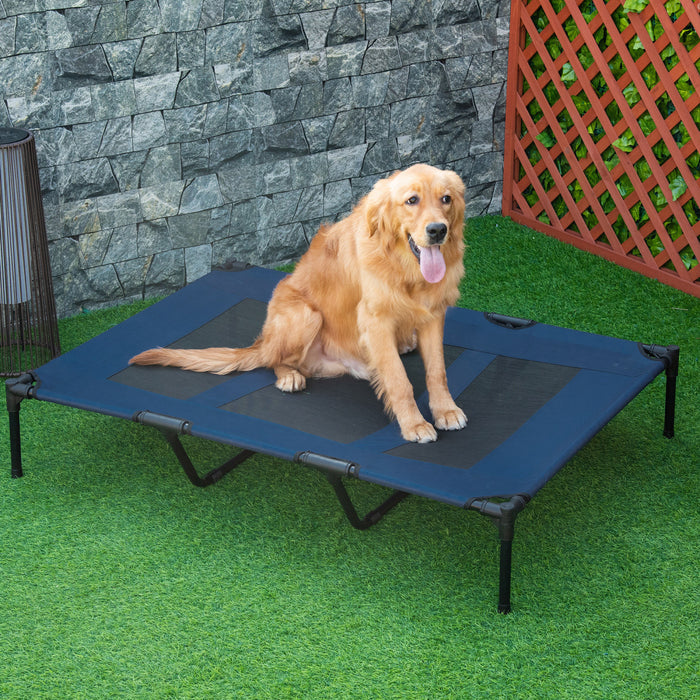 Pawhut D04-069db 48\" X 36\" X 9\" Lit Sureleve Pour Chien Avec Sac De Transport, Bleu Fonce X 9\" Lit Sureleve Pour Chien Avec Sac De Transport, Bleu Fonce