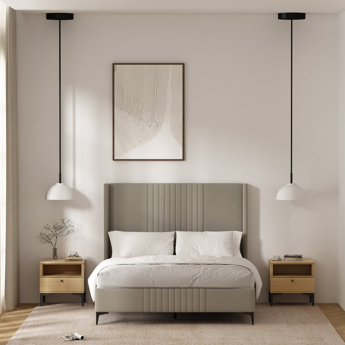 Table de nuit moderne Amara 20\" en chene clair (1 tiroir) - Lot de 2