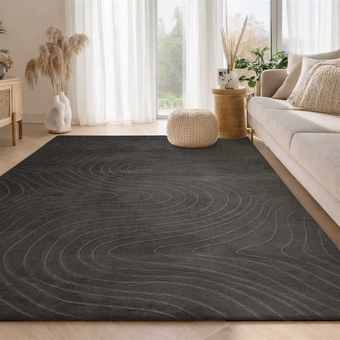 Tapis Lavable/Contemporain Somos 5'0\" x 7'6\" en Charbon