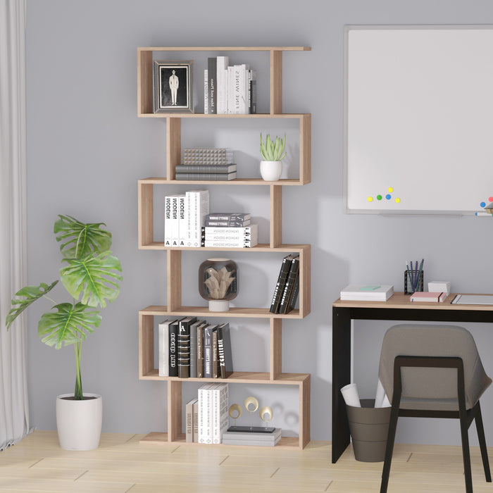 HOMCOM Bibliotheque 193cm Forme S 6 Niveaux Presentation Salon