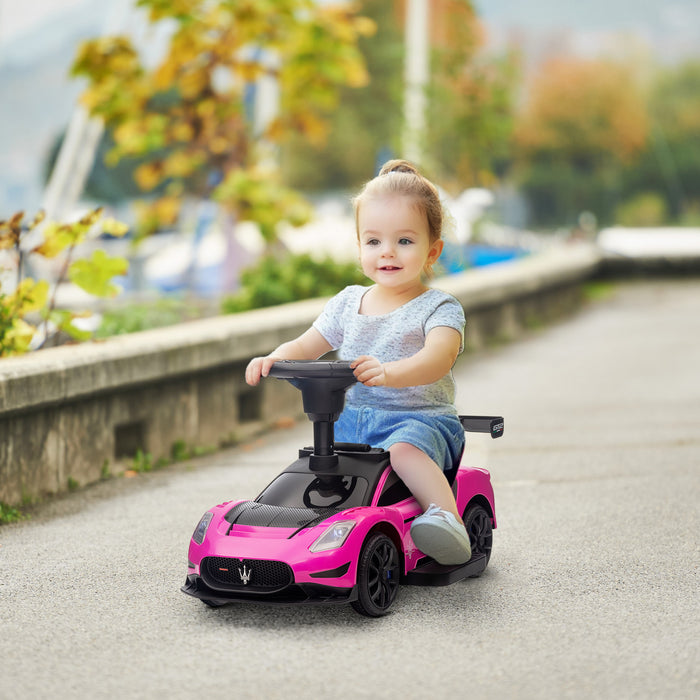 Qaba Voiture Electrique Sous Licence Maserati Gt2 6 V Pour Enfants, Alimentee Par Batterie, Avec Rangement Sous Le Siege, Phares Led, Musique Mp3, Pour 18 A 60 Mois, Rose