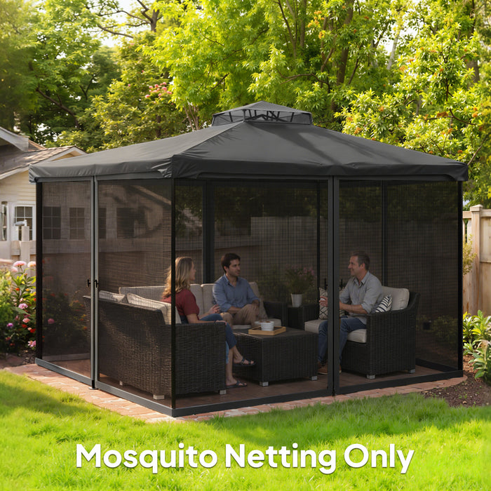 Outsunny Moustiquaire de Remplacement pour Gazebo 12' x 12', Noir