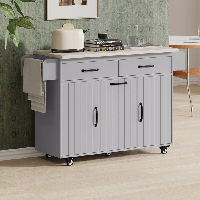 Ilot De Cuisine Nathan Avec Poubelle Basculante Et Rangement - Gris
