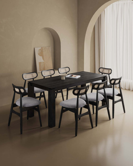 Ensemble de salle a manger moderne industriel chic Colbert et Rockaway 9 pieces en noir et gris