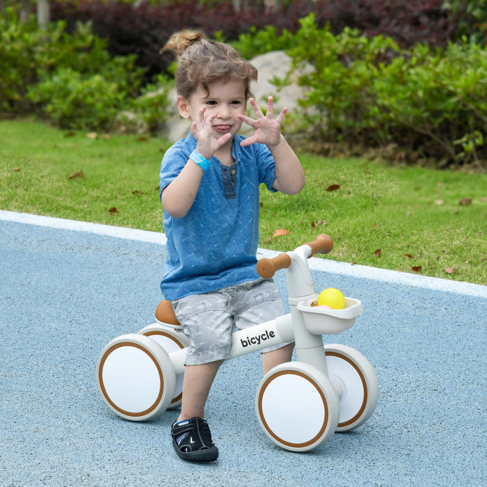 Qaba Velo D'equilibre Pour Bebe, Velo D'equilibre Avec Siege Reglable Blanc