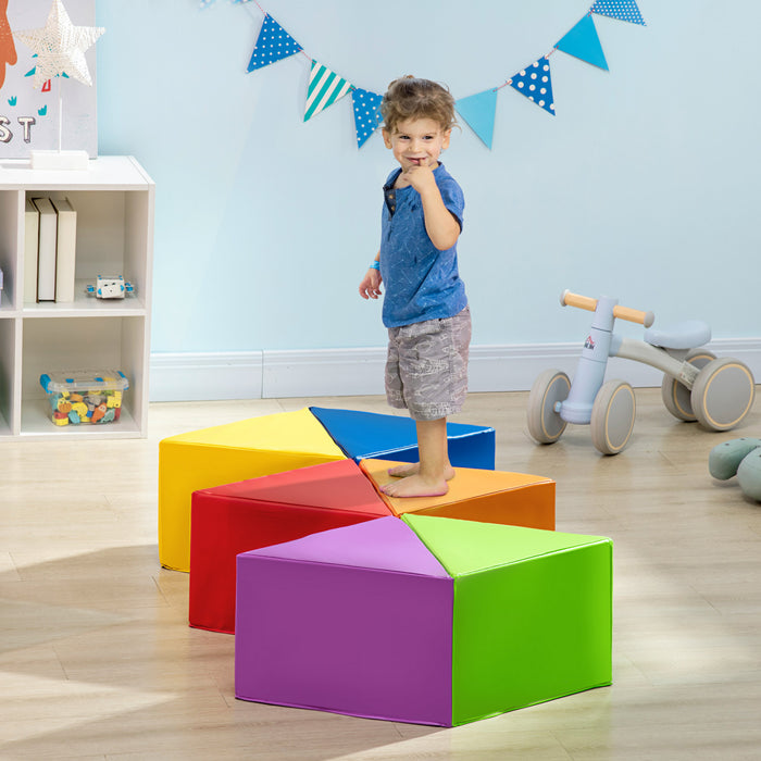 Qaba Ensemble De Jeu En Mousse 2 Pieces, Ensemble De Jeu Souple Pour Activites De Rampement Et D'escalade Pour Enfants, Structure En Mousse Pour Tout-petits, Jeu Actif D'interieur Pour Bebes