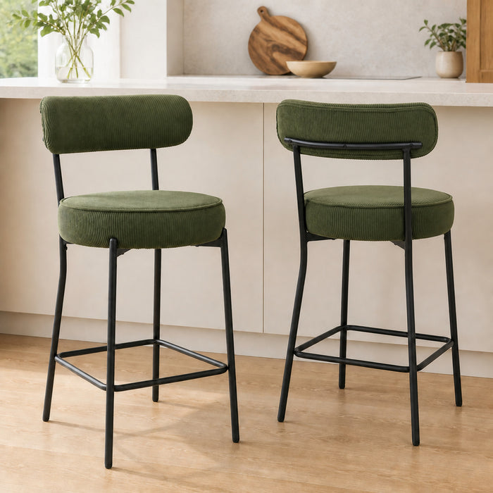 HOMCOM Lot de 2 tabourets de bar modernes, hauteur comptoir 27 po, vert