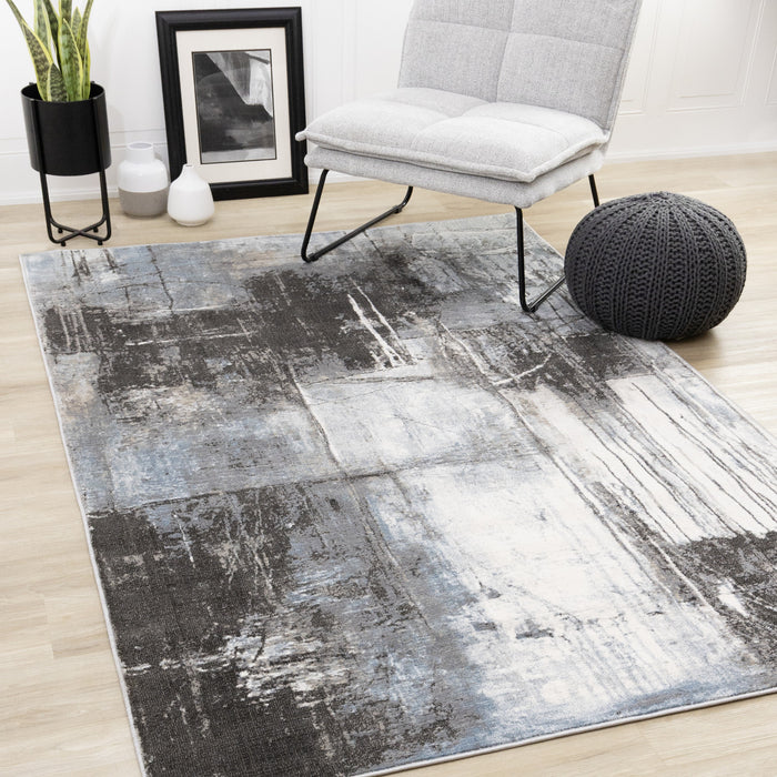 Tapis Hadley au design decolore bleu gris taupe, 7'10\" x 10'6\"