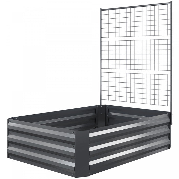 Outsunny Lit de jardin sureleve avec treillis, fond ouvert, gris fonce