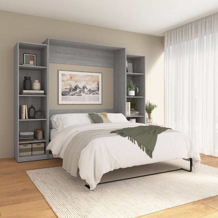 Grand lit escamotable Claremont de Bestar à 10 tablettes - gris platine
