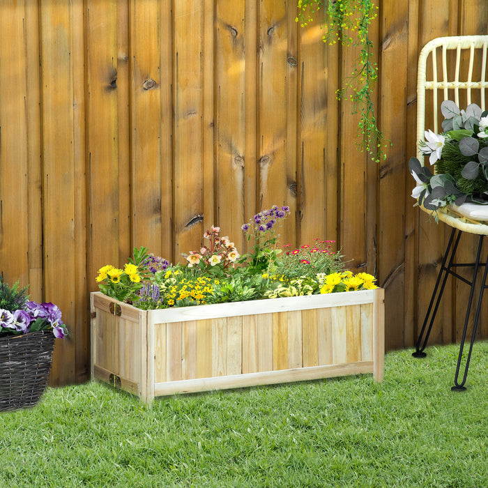 Outsunny 28'' X 12'' Pliable Lit De Jardin Sureleve, Boite A Plantes Surelevee, Lit De Plantation En Bois Pour L'arriere-cour, Le Patio Pour Cultiver Des Legumes, Des Herbes Et Des Fleurs
