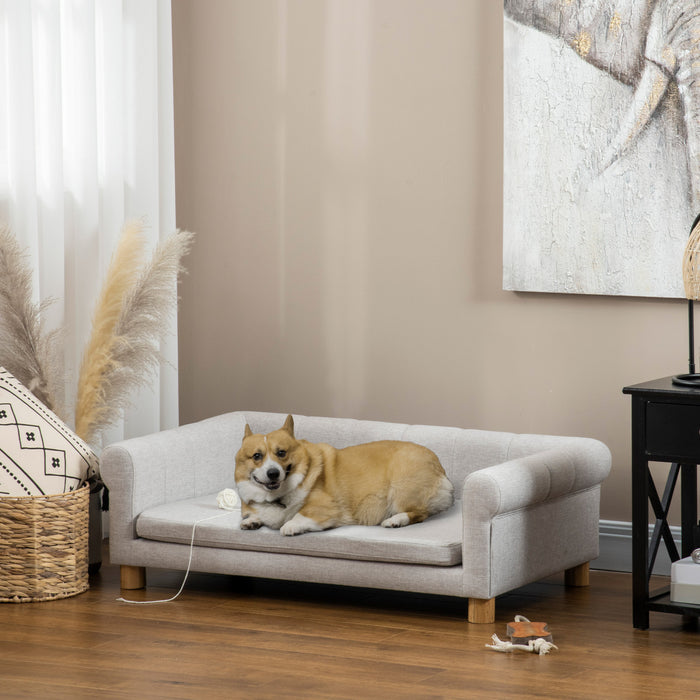 Pawhut Canape Moderne Pour Chat Ou Grand Chien Avec Coussin De Siege Amovible, Gris Clair
