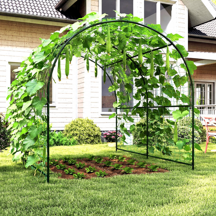 Outsunny Treillis en Arc de Jardin, Treillis pour Concombres de 2,16 m de Haut avec Filet