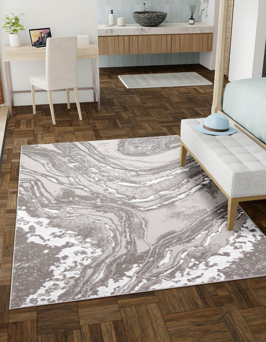 Tapis Contemporain/Moderne Dove 8'0\" x 10'0\" en Gris