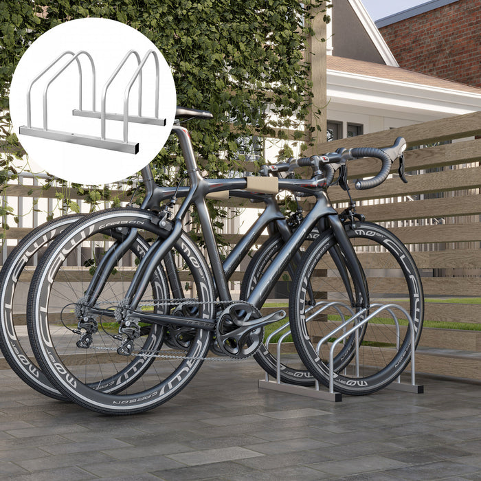 HOMCOM Porte-velos reglable 2 velos, support de sol en acier, argente