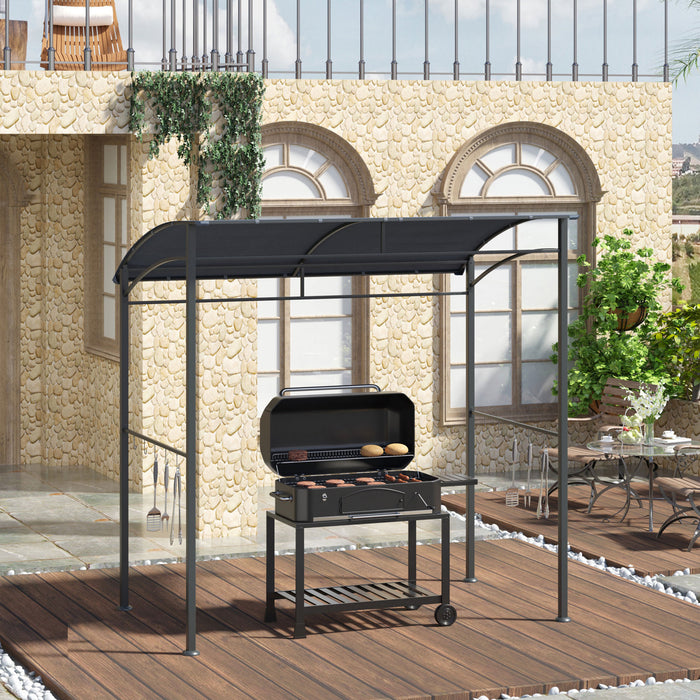 Outsunny 7' X 5' Pavillon Abri De Barbecue Gazebo Tente Grille De Jardin Auvent Tissu Polyester Cadre En Metal Avec Crochets Pare-soleil Exterieur
