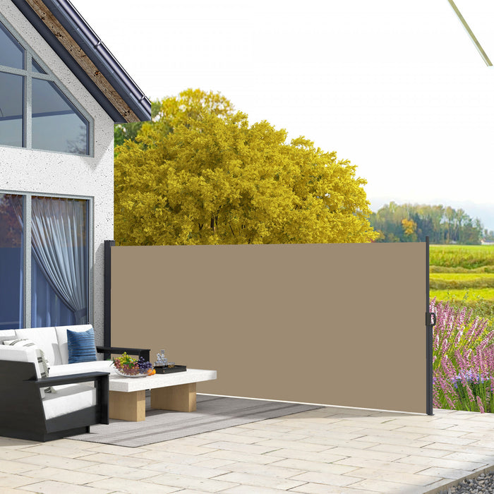 Outsunny Auvent Lateral Retractable 13'x5', Ecran De Confidentialite, Kaki
