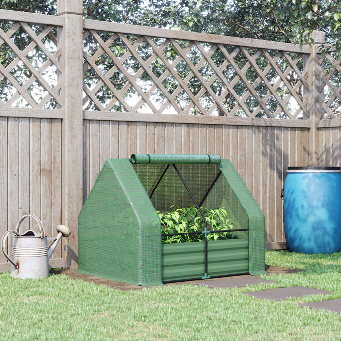Outsunny Lit De Jardin Sureleve Avec Housse, Mini Serre, Vert