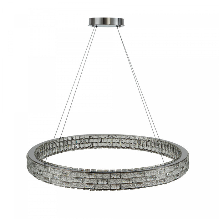 Lustre A Del Integrees Elegance 40 po, Chrome Avec Verres En Cristal