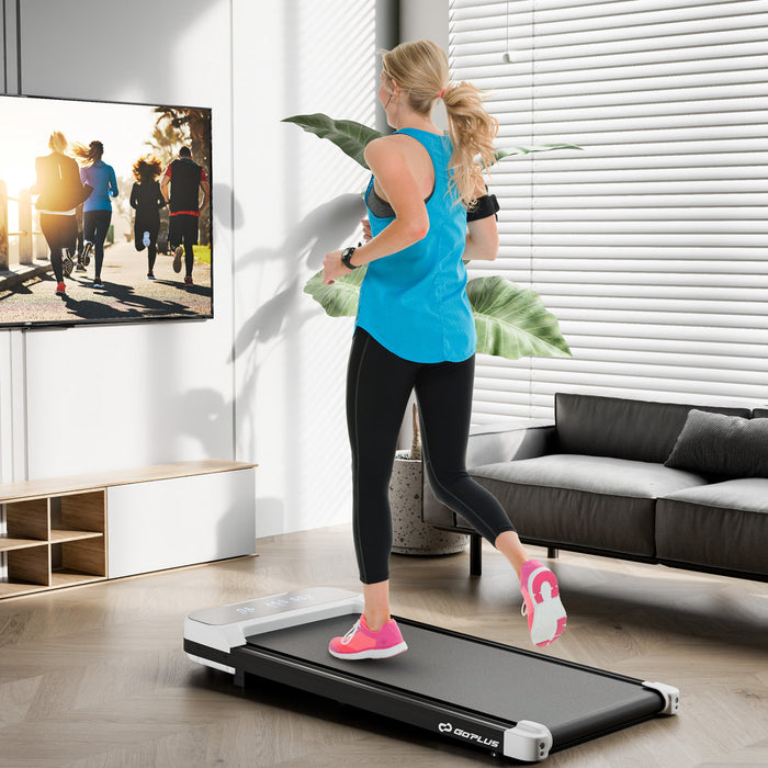 Goplus 2.5hp Sous Tapis Roulant De Bureau Pour La Maison Et Le Bureau Telecommande Led Ecran Blanc