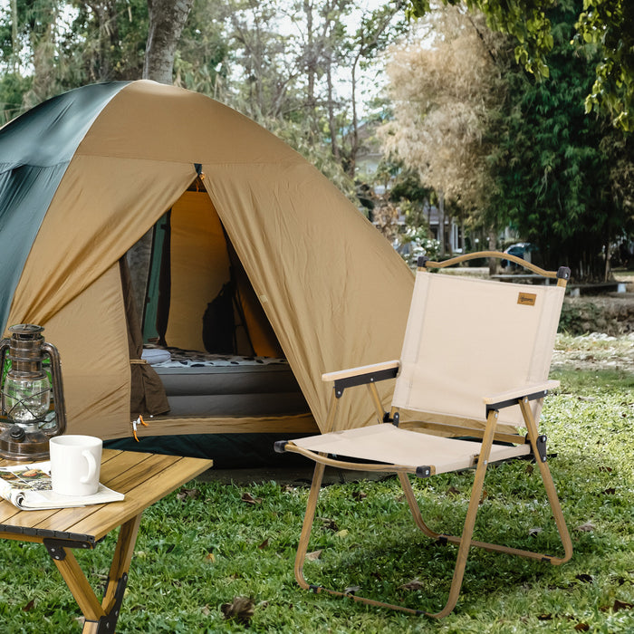 Outsunny Chaise De Camping Pliante, Fauteuil Portable, Kaki