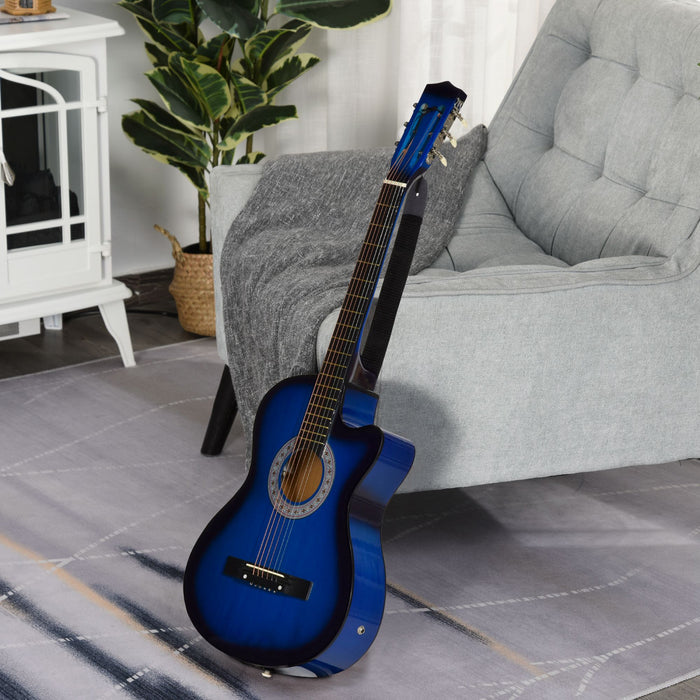 Soozier Guitare electrique acoustique 38 pouces pleine grandeur bleue, bleu