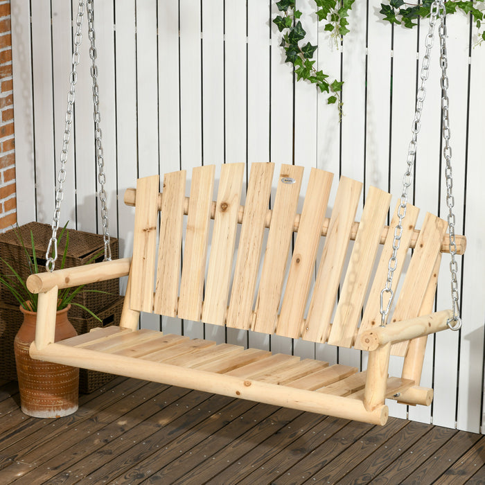 Outsunny Balancoire De Porche En Bois 2 Places Suspendu Avec Chaines