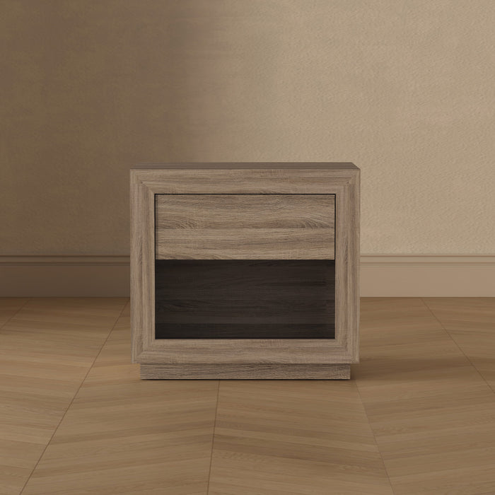 Table de nuit contemporaine Soren 26\" en chene naturel (1 tiroir)