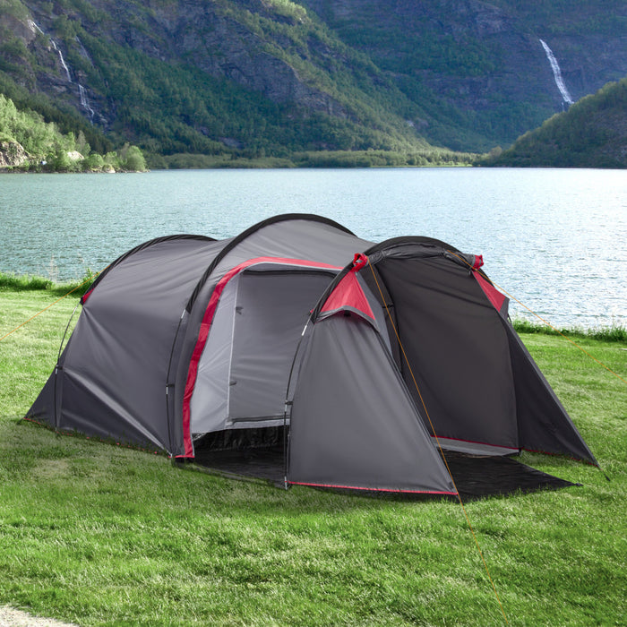 Outsunny Tente Dome De Camping Avec Portes A Fermeture Eclair Sac