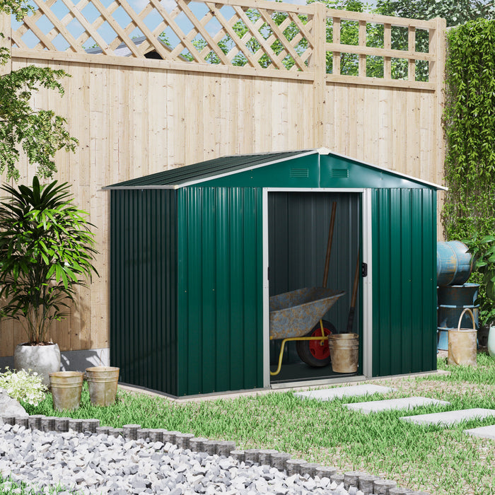 Outsunny Hangar De Rangement 8'x6' Avec Portes Coulissantes, Vert