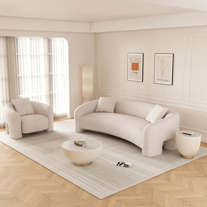 Ensemble de canape 2 pieces Sylvia Modern Glam en ivoire