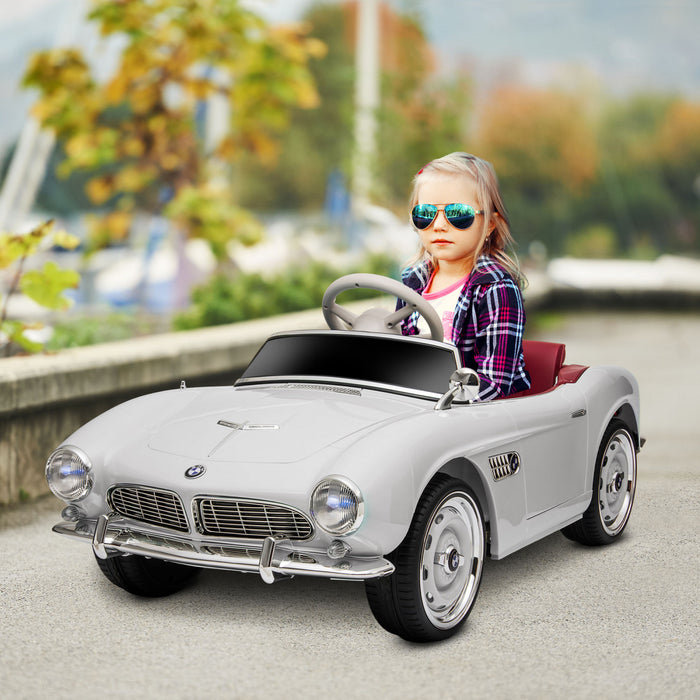Aosom Voiture Electrique 12 V Pour Enfants Avec Telecommande, Vehicule Electrique Alimente Par Batterie Avec Transport Facile, Lumieres, Mp3, Systeme De Suspension, Blanc