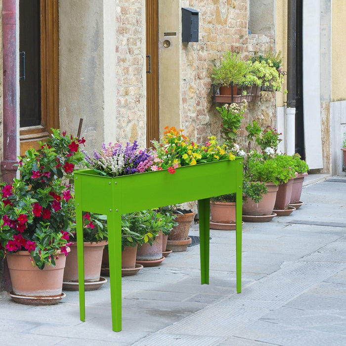 Outsunny 39 \"x 12\" X 34\" Lit De Jardin Sureleve Kit De Plantes De Parterre De Fleurs De Jardin Sureleve Boite A Herbes Vegetales Avec 3 Trous, Vert