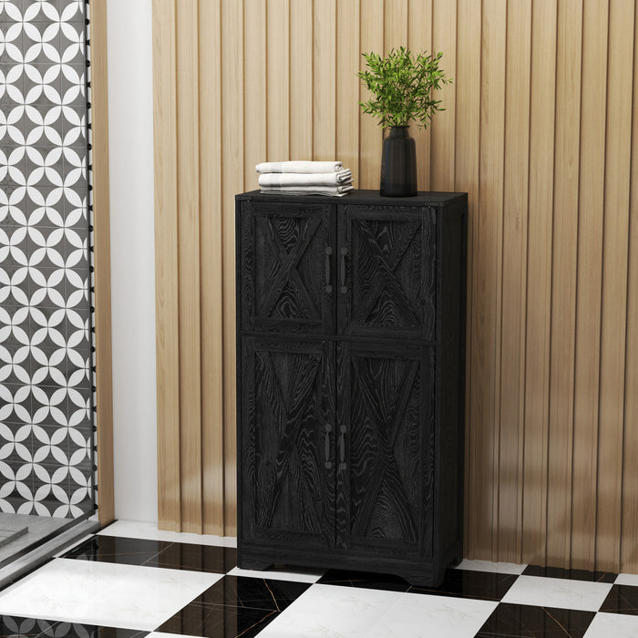 HOMCOM Armoire de garde-manger de cuisine avec portes de grange, Noir