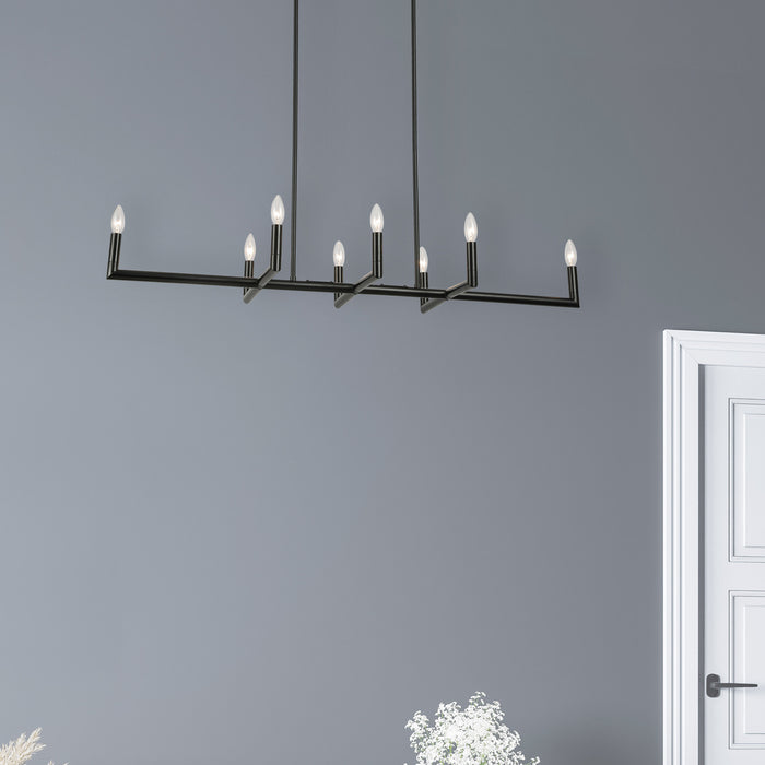 Lustre horizontal Nora de Dainolite avec fini noir mat et 8 ampoules