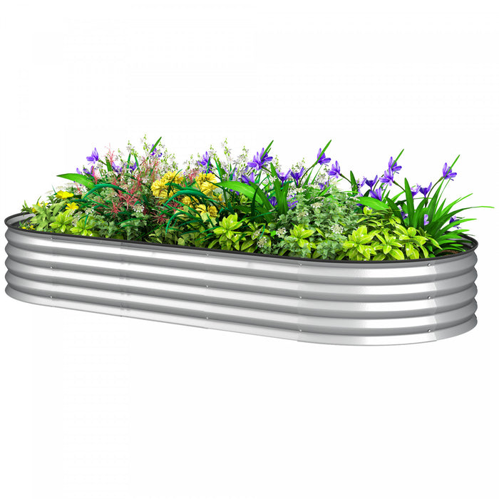 Outsunny Lit de jardin sureleve, jardiniere galvanisee 7' x 3' x 1', argent
