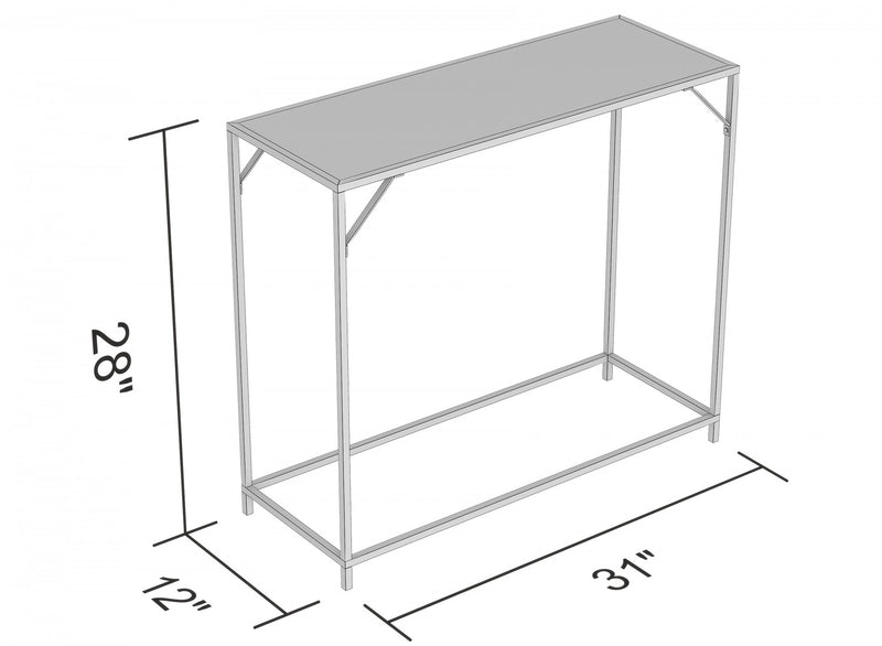 Console moderne de 31 po avec verre trempé et métal noir 