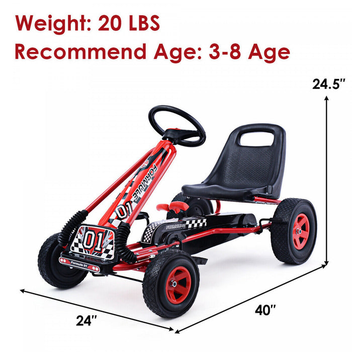 Kart A Pedale Enfant,go-kart D’exterieur Avec Charge Maximale 30kg,siege Reglable,frein,embrayage,4 Roues Pour 3-8 Ans Enfants,filles,garcons 101 X 61 X 62cm Bleu/rouge