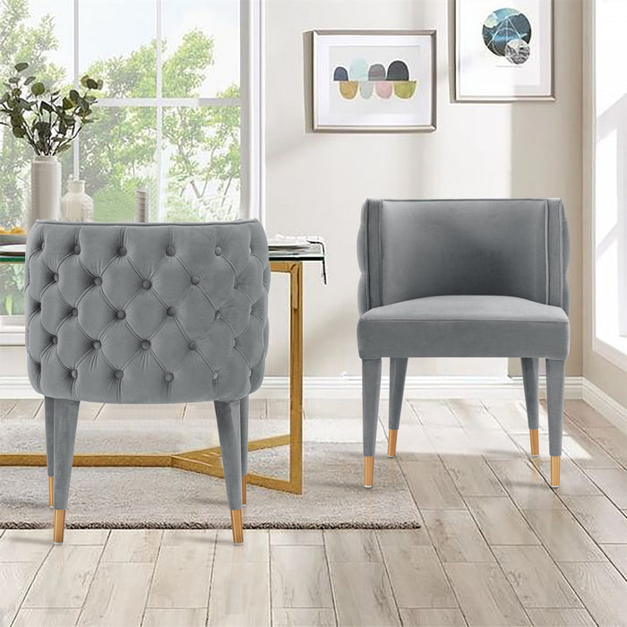 Chaise de salle a manger Maya en velours moderne gris - Lot de 2