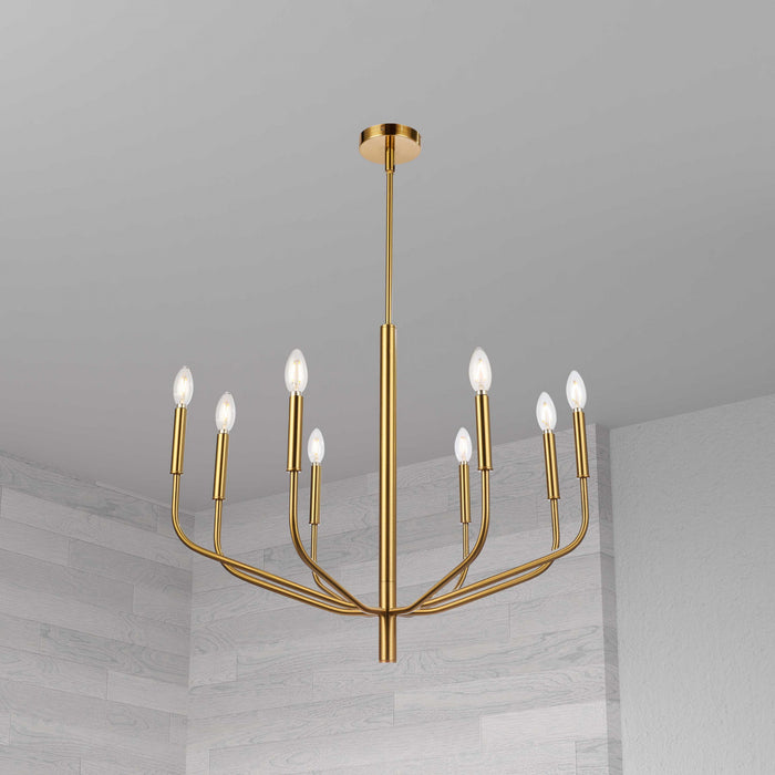 Lustre Eleanor de Dainolite avec fini laiton vieilli et 6 ampoules