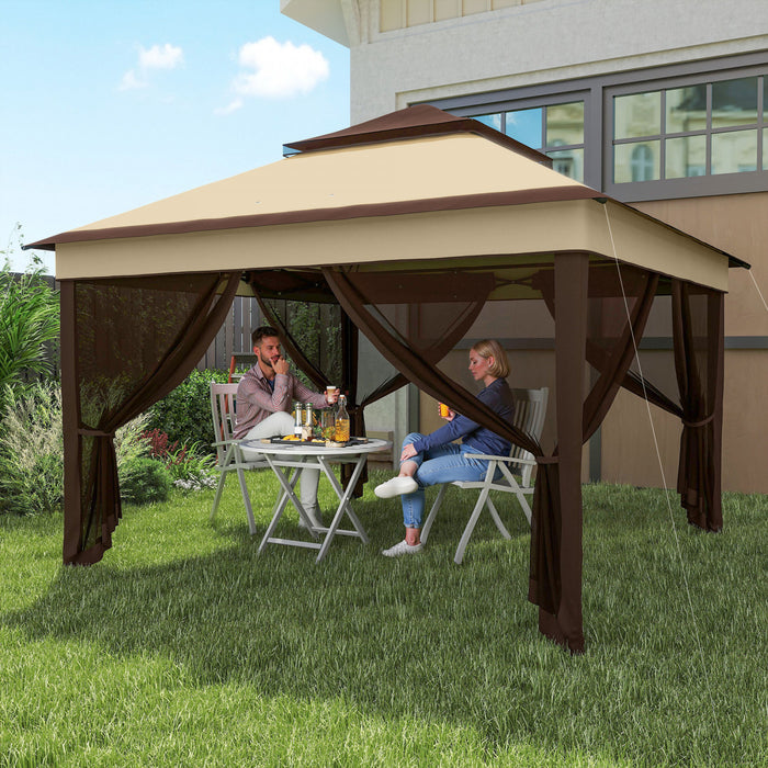 Outsunny Tonnelle Escamotable Avec Couverture De Toit Uv30+, Beige