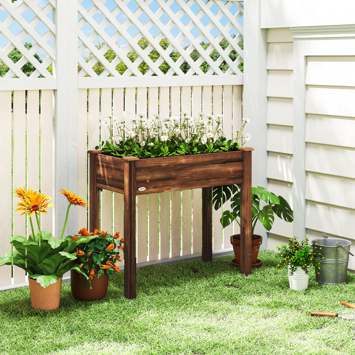 Outsunny Bac de Jardin Sureleve en Bois, Jardiniere Elevee avec Pieds